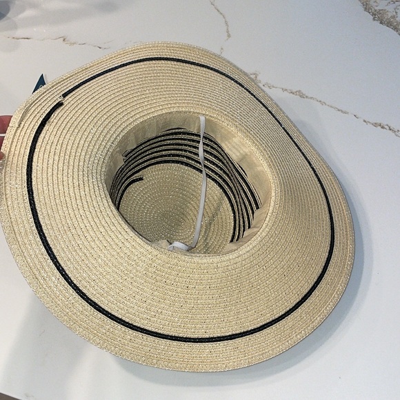 Beige and Black Striped Sun Hat - Picture 3 of 3